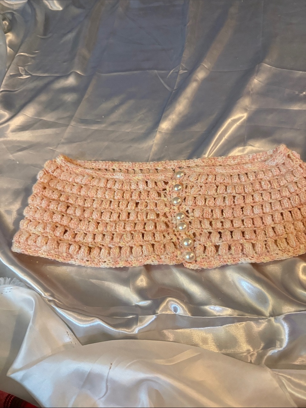 Pearl-Button crochet Infinity Scarf Handmade